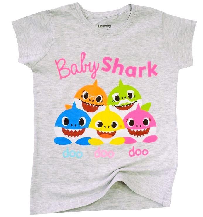 Tričko Baby Shark family šedá
