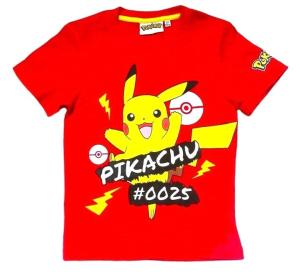 TRIČKO POKÉMON Pikachu krátky rukáv červená , Velikost - 134 , Barva - Červená