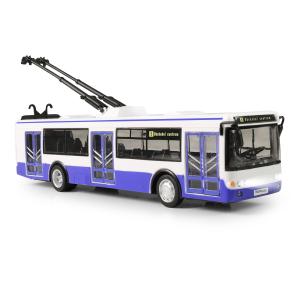 Trolejbus který hlásí zastávky česky 28 cm modrý , Barva - Modrá