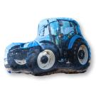 Tvarovaný mikroplyšový polštářek Traktor modrý , Barva - Tmavo modrá