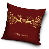 Vánoční povlak na polštářek Zlaté Vánoce , Barva - Vínová , Rozměr textilu - 40x40