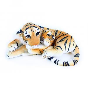 Veľký plyšový tiger ležiaci s mláďaťom 40 cm