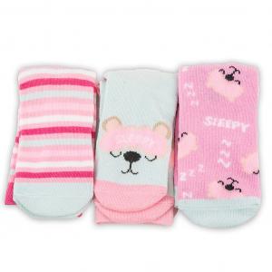 Veselé ponožky FUNNY medvedík 3ks , Velikost ponožky - 23-26 , Barva - Modro-růžová