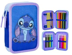 Vybavený Dvoupatrový Penál Lilo a Stitch Nápis , Barva - Fialovo-modrá