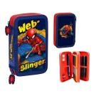 Vybavený Dvoupatrový Penál Spiderman Web - Slinger , Barva - Modro-červená