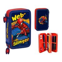 Vybavený Dvoupatrový Penál Spiderman Web - Slinger , Barva - Modro-červená
