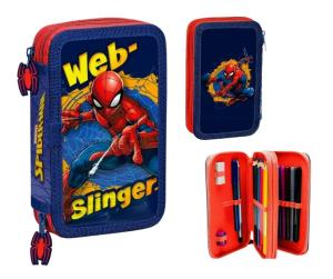 Vybavený Dvoupatrový Penál Spiderman Web - Slinger , Barva - Modro-červená